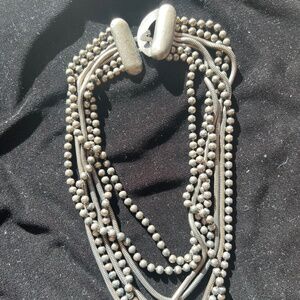 7 Strand Silver Necklace, Choker style that is light weight and easy to put on